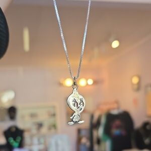 VTG Sterling Silver Tweety Bird Charm Necklace